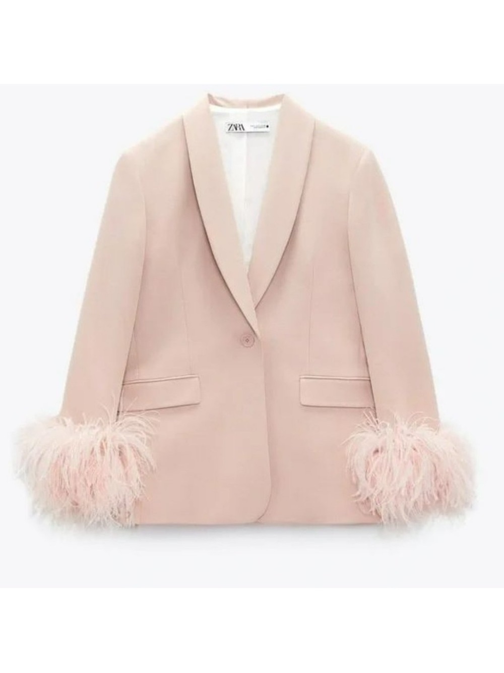Zara Pink Beige/Nude Feather Blazer